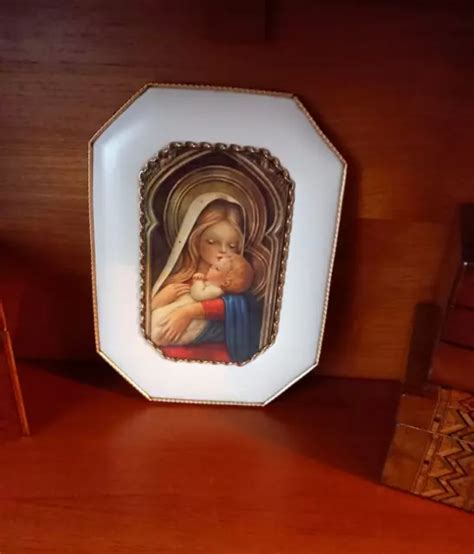 VINTAGE FRENCH VIRGIN Mary And Baby Jesus Wall Plaque Kitsch 27 95