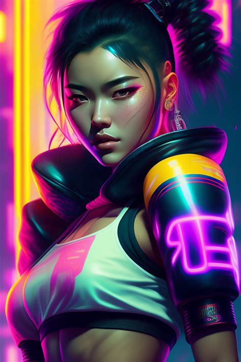 Lexica Detailed Portrait Neon Boxer Girl Cyberpunk Futuristic Neon