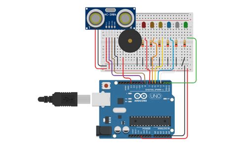 Circuit Design Sensor De Distancia Con Leds Y Zumbador Tinkercad