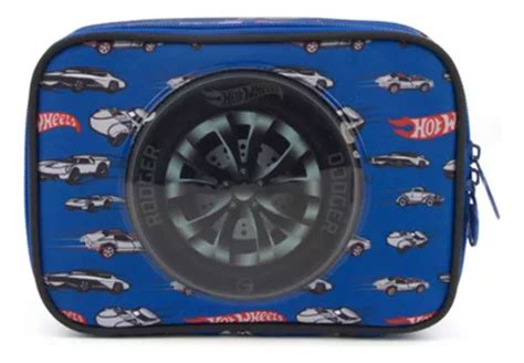 Estojo Box Escolar Hot Wheels Pneu Azul Infantil Escolar Parcelamento Sem Juros