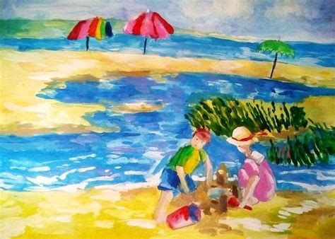 Рисунок лето для учеников 1 класс красками и карандашами
