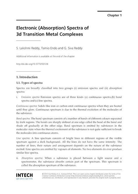 PDF Electronic Absorption Spectra Of 3d Transition Metal Complexes