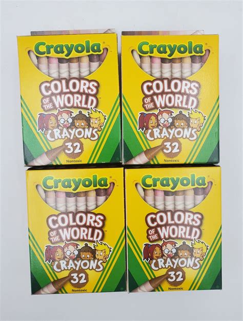 4 Boxes Crayola Flesh Skin Tones And Eye Colors Of The World 32 Crayons