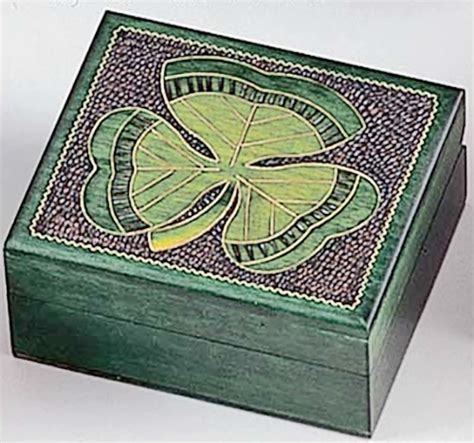 Irish Jewelry Box Wood Shamrock 7137