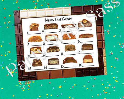 Guess That Candy Bar Game Baby Shower Birthday Party Etsy