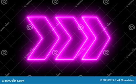 Bright Purple Neon Light Arrows Pointing To The Right 3D Rendering Of