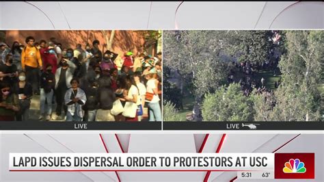 Lapd Issues Dispersal Order To Protestors At Usc Nbc Los Angeles