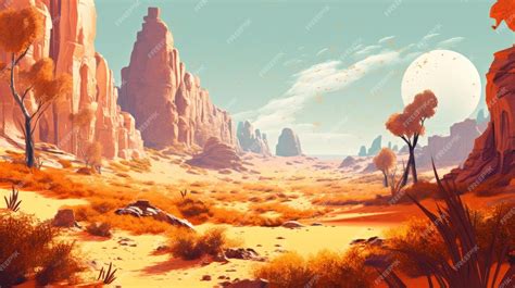 Premium AI Image | Hyperdetailed Illustration Of Orange Desert ...