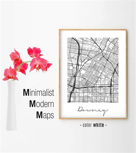 Downey Minimalist Downey Map Downey Map Print Downey City Etsy