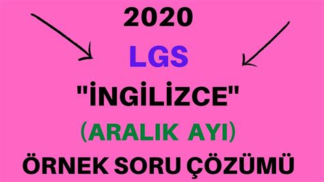 2020 Lgs İngİlİzce Aralik Ayi Örnek Soru ÇÖzÜmÜ Tam Ekran İzle