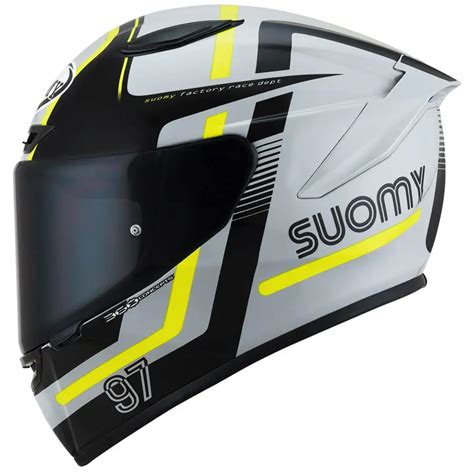 Casco Integrale Suomy Track 1 NINETY SEVEN E06 Grigio Giallo In Fibra