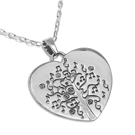 Pendentif En Argent C Ur Et Arbre De Vie Music Love Bijoux Argent