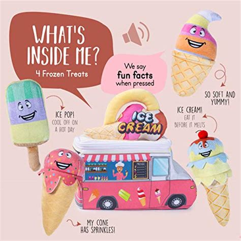 Talking Plush Ice Cream Truck Toy Set 4 Talking Soft Plush Ice Creams Ice Pop Soft Double