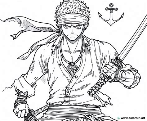 Zoro Coloring Page In One Piece Download Or Print For Free