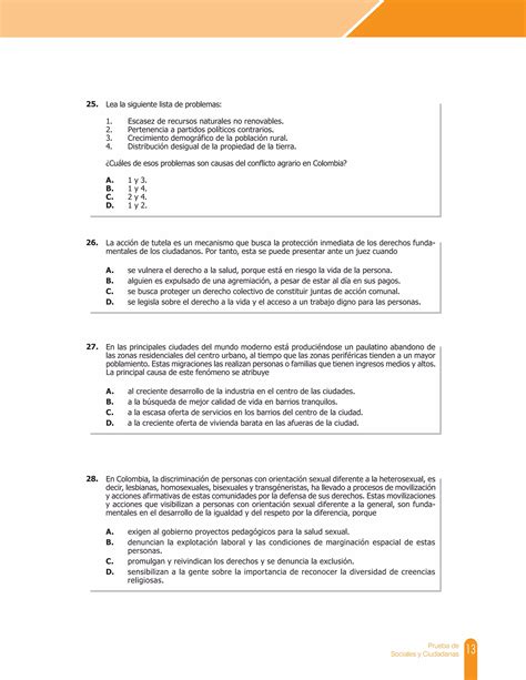 Cuadernillo De Preguntas Saber 11 Sociales Y Ciudadanas PDF