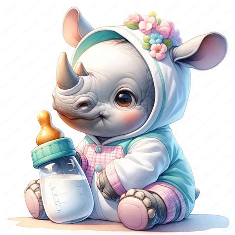 Baby Nashorn Clipart Entzückende Babyflasche Clipart Bundle 10