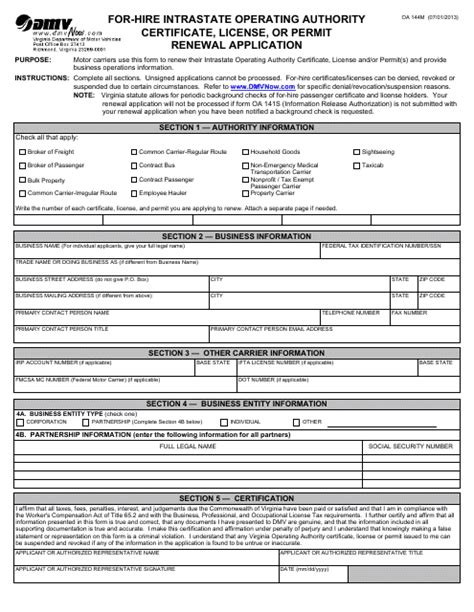 Dmv Motor Carrier Permit Renewal Application Webmotor Org