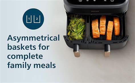 Philips L Airfryer With Dual Baskets For Full Tray Cooking Preset