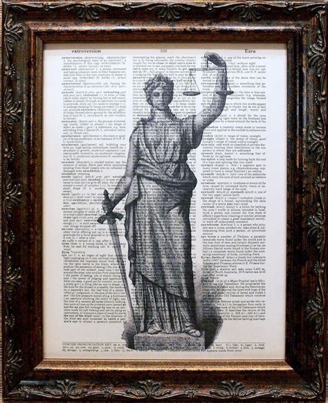 Lady Justice Statue Art Print on Dictionary Book Page | Etsy