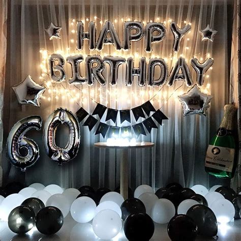 60th Birthday Decorations For Men Women Black And Silver 60th Birthday Party