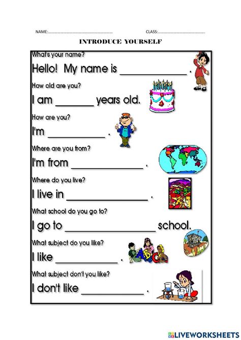 Introducing Yourself Worksheet
