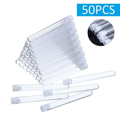 50Pcs Set Plastic Test Tube Simple Design Test Tube Transparent Clear