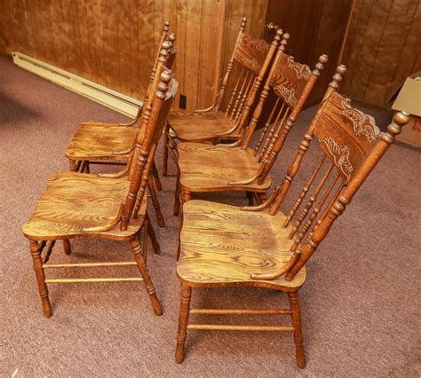 Pressed Back Oak Dining Chairs Ebth