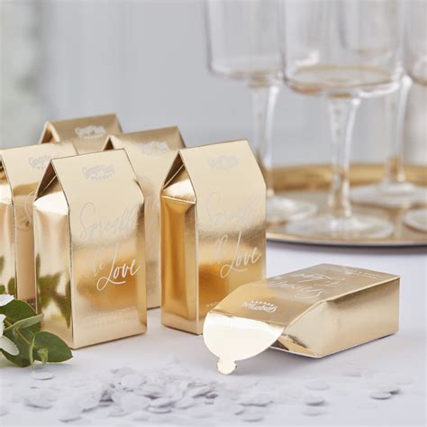 Gold Wedding White Biodegradable Confetti Boxes Pergamos