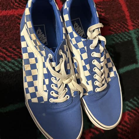 Blue Checkered Vans Depop