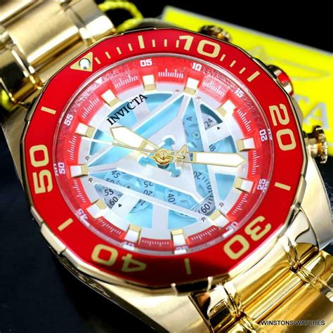 Invicta Marvel Iron Man Arc Reactor Gold Plated Steel Limited Edn Mm