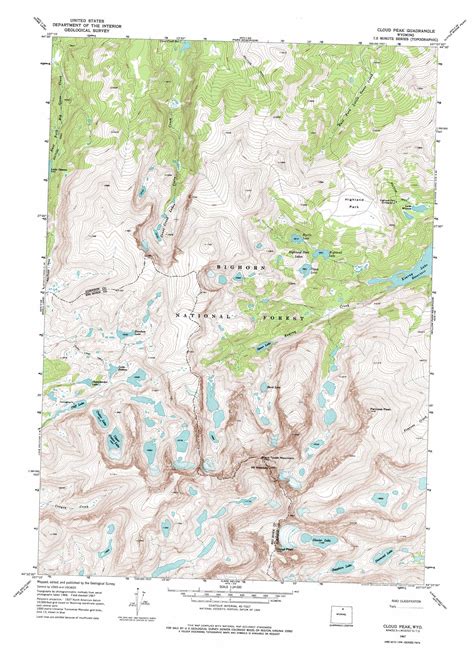 Cloud Peak Topographic Map Wy Usgs Topo Quad 44107d2