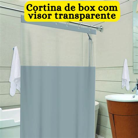 Cortina Box Visor Transparente Em Pvc Para Banheiro Anti Mofo