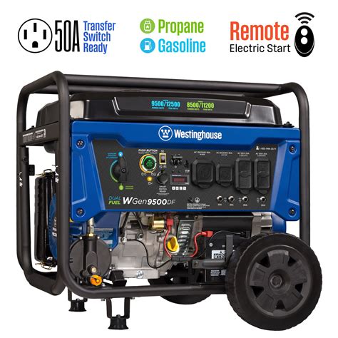 Westinghouse Wgen9500df 12 500w Dual Fuel Portable Generator Electric Start Transfer Ready