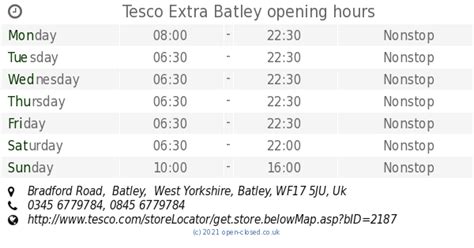 Tesco Extra Batley opening times (2019 update)