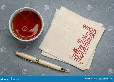 Words Can Heal Unite And Bring Hope Inspirational Handwriting On A