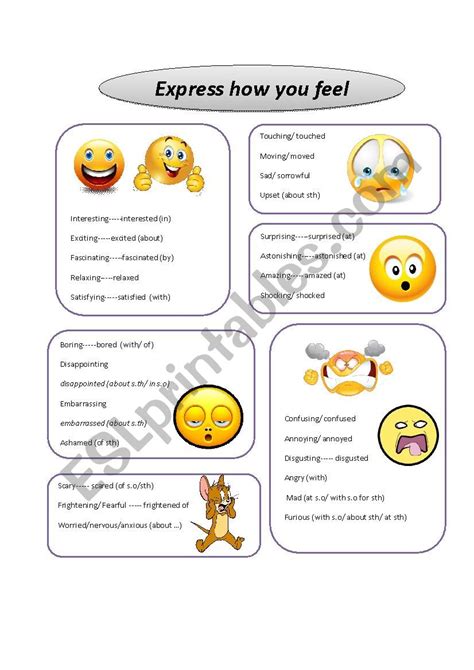 Vocabulary Expressing How You Feel ESL Worksheet By Sentimental Boy92