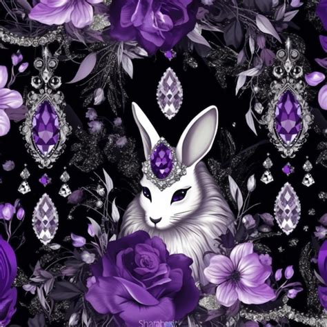 Premium Ai Image A Purple Rabbit With A Crown And Flowers