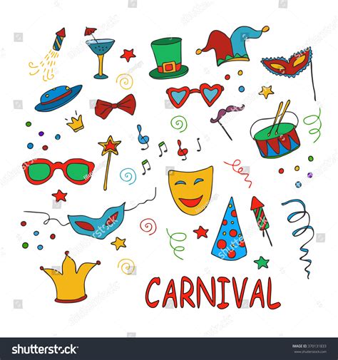 Carnival Hand Drawn Symbols Collection Carnival เวกเตอรสตอก ปลอดคา