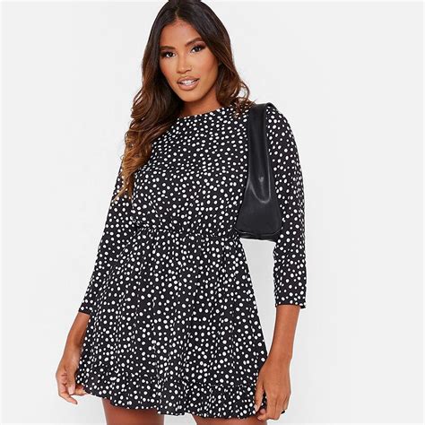 New Look Mixed Polka Dot Midi Dress With Open Back In Black And White