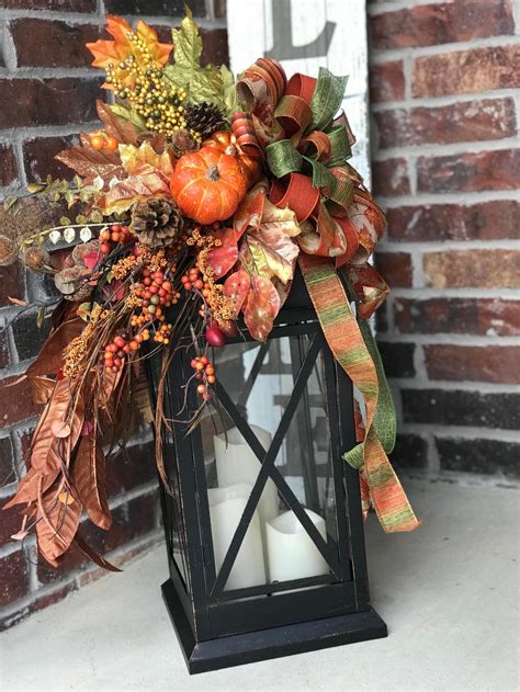 Xl Large Fall Thanksgiving Floral Lantern Swag Candle Lantern Etsy