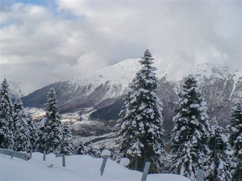 Winter in Georgia`s Mountains. Sun and Snow Stock Image - Image of green, tree: 137654029