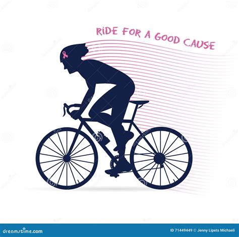 Cancer Awareness Cycling Race or Competition. Ride for a Good Cause and Charity Stock Vector