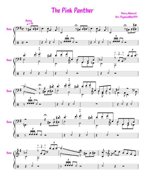 The Pink Panther Sheet Music For Bass Percussion Download Free In