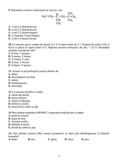 Solution Teste Admitere Chimie Organica Farmacie Studypool