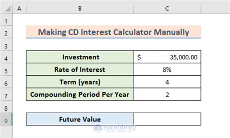 How to Create CD Interest Calculator in Excel (2 Easy Methods)