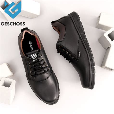 Jual Black Original Geschoss Sepatu Semi Formal Full Hitam Tali Pria