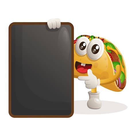 Premium Vector Cute Taco Mascot Holding Menu Black Board Menu Board