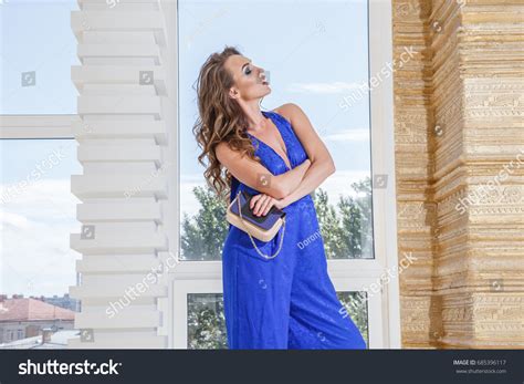 Beautiful Girl Sexy Blonde Blue Suit Stock Photo 685396117 Shutterstock
