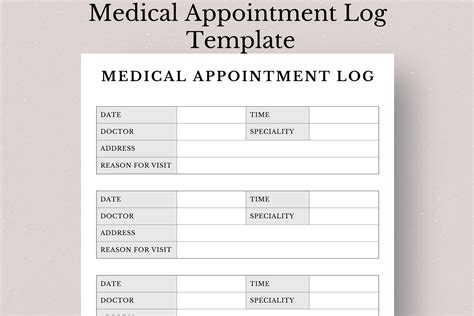 Medical Appointment Log Template Medical Appointment Log Doctor Appointment Template Medical