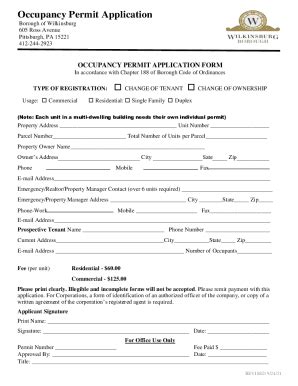 2021 2025 PA Occupancy Permit Application Form Borough Of Wilkinsburg